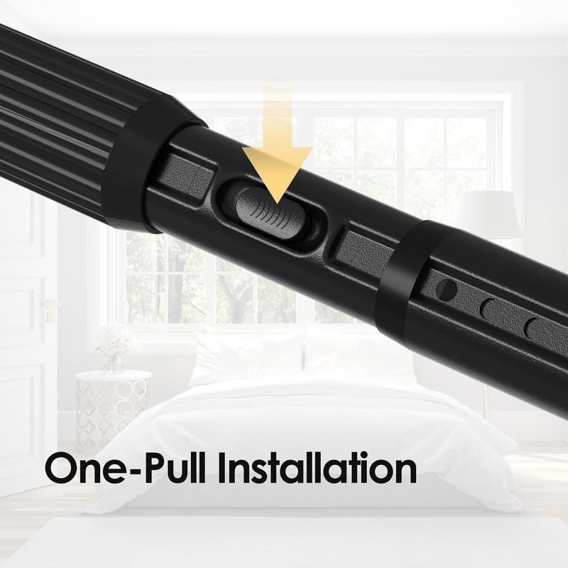 ZipGlo Black Tension Curtain Rod 41-126 In(4-10Ft), Long Curtain Rod No Drilling for Window or Bathroom,Outdoor Tension Rods for Patio, Heavy Duty Shower Rod,Rod Diameter 1.26In-One-bond stretching - Image 4